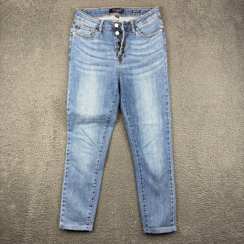 Judy Blue Los Angeles Skinny Button Fly Mid Rise Blue Wash Jeans Women Size 5 27